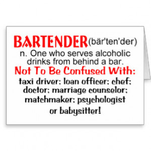 Definition of a Bartender Greeting Cards