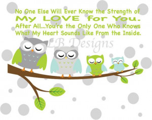 Owl Family Gray Aqua BLue and Lime Nursery Quote by LJBrodock, $10.00