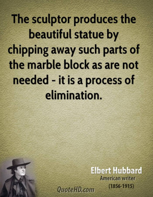 The sculptor produces the beautiful statue by chipping away such parts ...