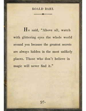 Roald Dahl Quote Vintage Framed Art Print