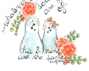 Love Birds Card, Emily Bronte quote , Parakeets, Budgies, Souls ...