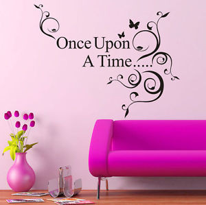 Wall Sticker Black Ana Saying Once Upon A Time Quotes Decals Vinyl ...