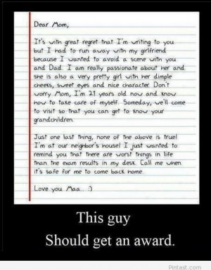 Funny letter to mom