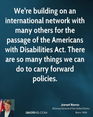 We're building on an international network with many others for the ...