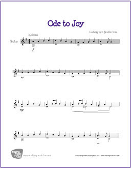 Ode To Joy Beginner Guitar Sheet Music