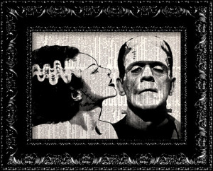 Frankenstein- Monsters In Love - Geekery Vintage Dictionary Print Book ...