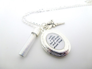Peter Pan Tinkerbell Fairy Dust Quote Silver Locket & White Fairy Dust ...