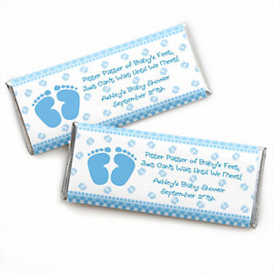 Baby Feet Blue - Personalized Baby Shower Candy Bar Wrapper Favors