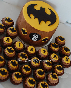 Batman Birthday Cake and Cupcakes