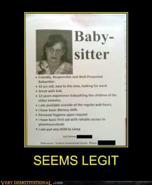 Jokes Funny Pictures Miscellaneous Babysitter for hire