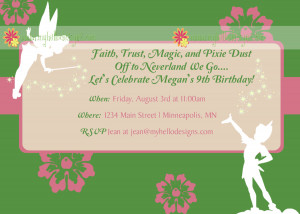 Birthday Invitations: Tinkerbell & Peter Pan Silhouette