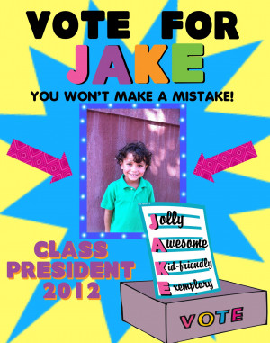 Vote for Jake class election poster