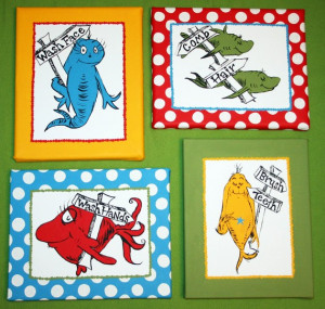 One Fish, Two Fish Inspired SET OF 4 Dr. Seuss Bathroom Set