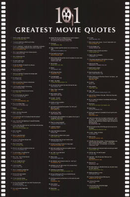 101 Greatest Movie Quotes List Art Poster Print - 24x36
