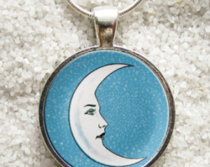 New art pendants - Resin pendant -((( Vintage - Moon face ...