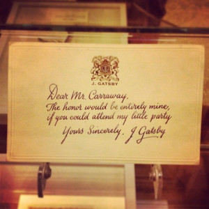 ... Nick Carraway, displayed at the NYC premiere party at The Plaza Hotel