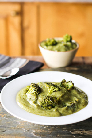 Vegan Cream of Roasted Broccoli and Cauliflower Soup-6