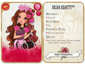 Front and back of the card of Briar Beauty of Ever After High