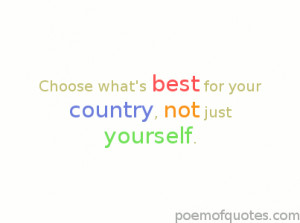 Choose what's best for the country.