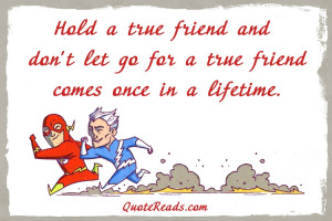 Hold a true friend and don't let go for a true friend comes once in a ...