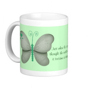 Hearts and Mint Green Butterflies Quote Mug