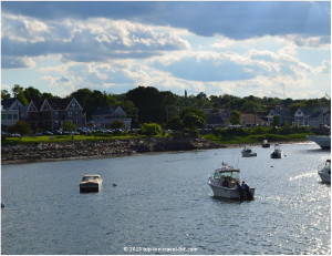 Scenic views of Plymouth Harbor from a whale watching cruise