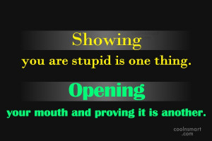Stupid Quote: Showing you are stupid is one thing....