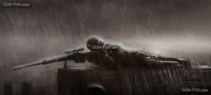 Download wallpaper Art, position, rain, sniper rifle free desktop ...