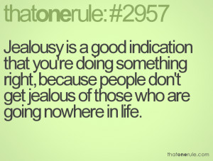 Jealousy is a good indication that you're doing something right ...