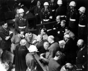 ... confer with counsel at the Nuremberg War Crimes Trials, Germany