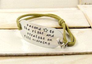 Quote Bracelet Leather Bracelet Peter Pan Quote by MudandRoses, $20.00