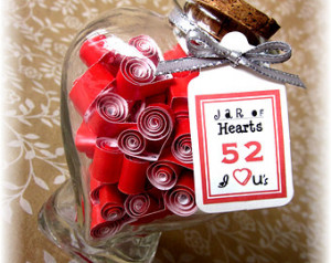 anniversary gift for him or her notes in a jar of hearts 52 i love ...