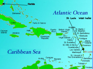 st lucia map caribbean