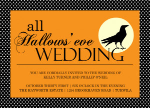All Hallows Eve Crow Halloween Wedding Invitation