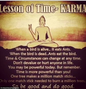 ... before the big night Cheryl posted this quote about karma on Instagram