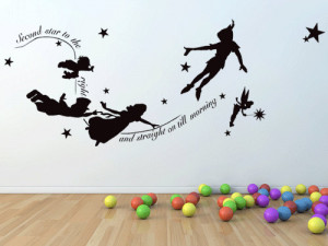 Peter pan, second star to the right wall decal, mural, stickers, wall ...