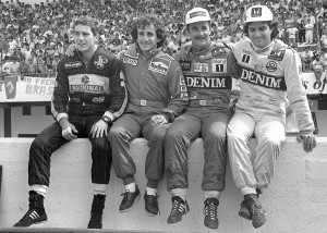 ... - Ayrton Senna, Alain Prost, Nigel Mansell, and Nelson Piquet