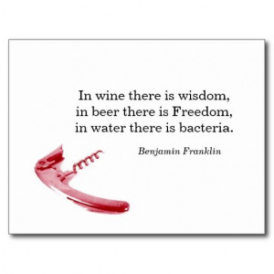 Cork screw wine and beer quote postcard