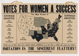 Historical posters show the arguments for women's suffrage