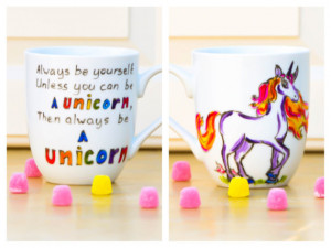Always Be a Unicorn Funny Quote Mug - Hand Painted Coffee Mug - Mother ...