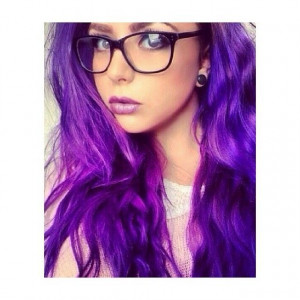 Purple hair girl with glasses