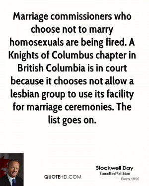 Marriage commissioners who choose not to marry homosexuals are being ...