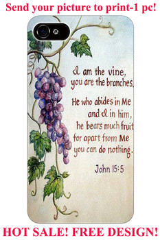 John 15:5 grape fruit christian quote plastic hard 4 4S 5 5S 5C 6 6S ...