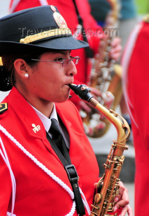 Peru: Saxophone player of the Peruvian National Police marching band ...