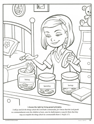 Paying tithing coloring page from the June 2012 Friend here: