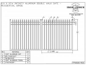 Aluminum ~ Residential Grade 6' Aluminum Fence Panels with Finials