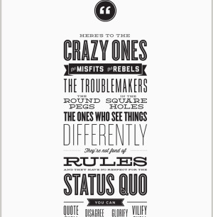 Letterpress 'The Crazy Ones' quote by Steve Jobs apple, poster ...