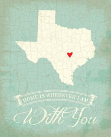 Texas map art state poster- 8 x 10 Typographic poster, inspirational ...