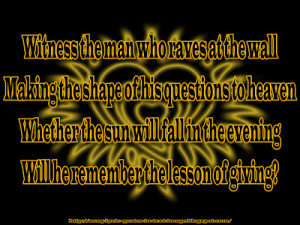... For The Heart Of The Sun - Pink Floyd Song Lyric Quote in Text Image
