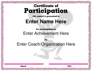 Free Printable Cheerleading Participation Certificates